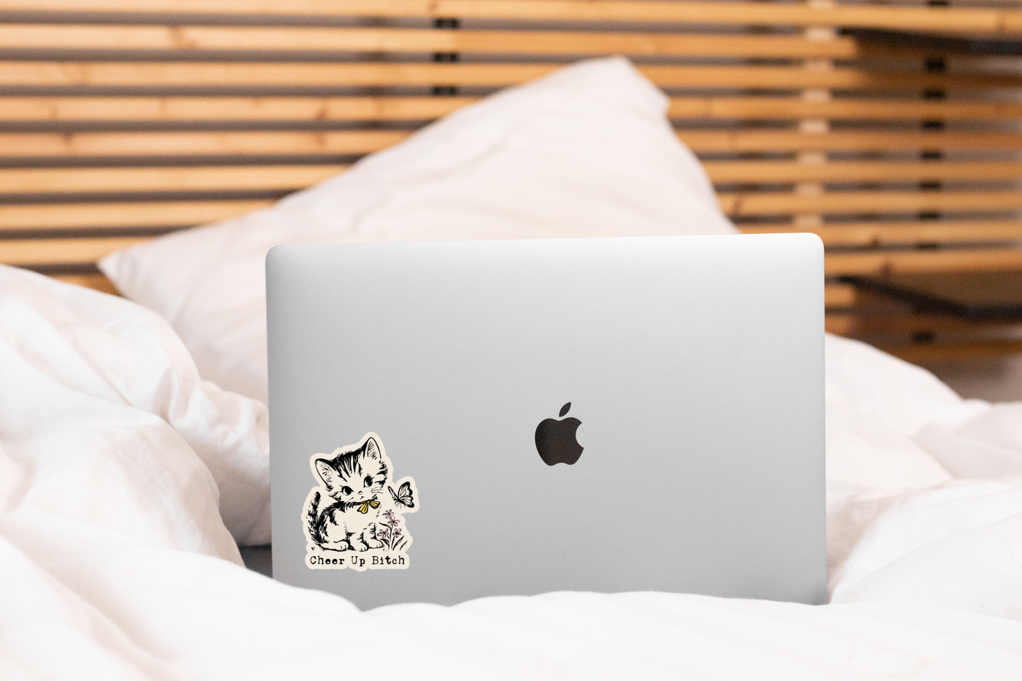 Cheer Up Bitch Sticker - cats, kitten, vintage, retro, cute