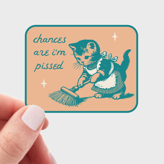 Chances are I'm Pissed Sticker - kitten, domestic, cats