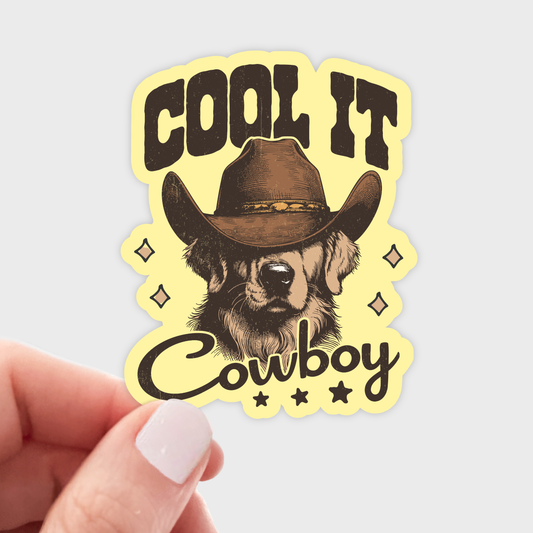 Cool it Cowboy Sticker - golden retriever, dog, lab, pet